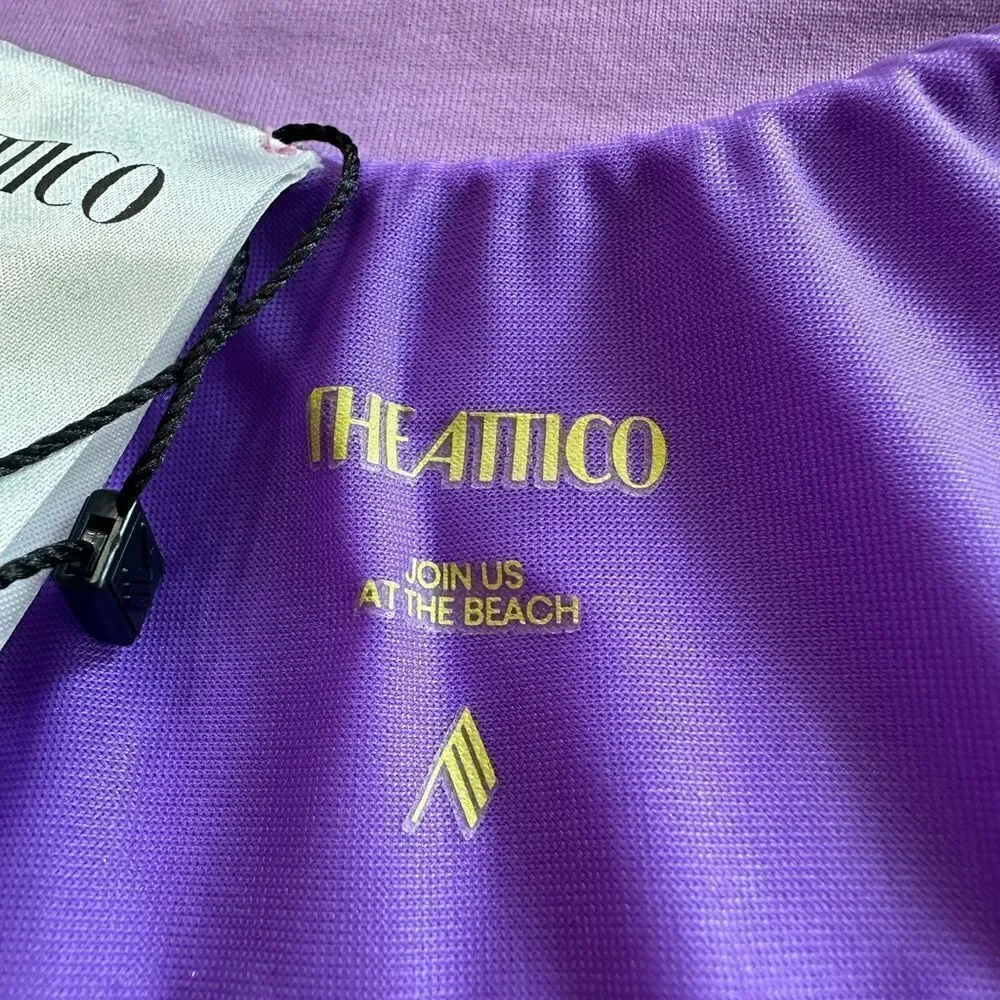 The Attico One Piece Swimsuit Backless Cheeky Bottom Halter Top Lavender XS‎